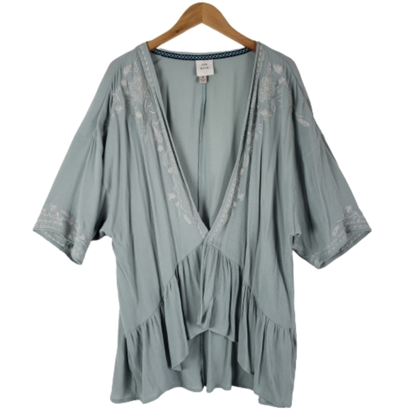 Knox Rose Sweaters - Knox Rose blue floral embroidered flutter cardigan